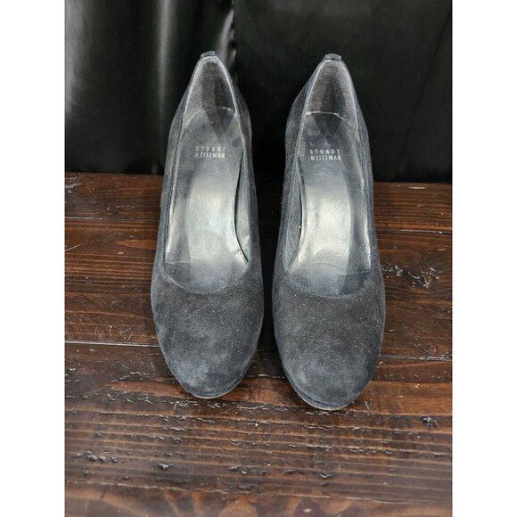 EUC Stuart Weitzman Black Suede Classic Platform Pumps/Sz. 8M - Picture 5 of 9